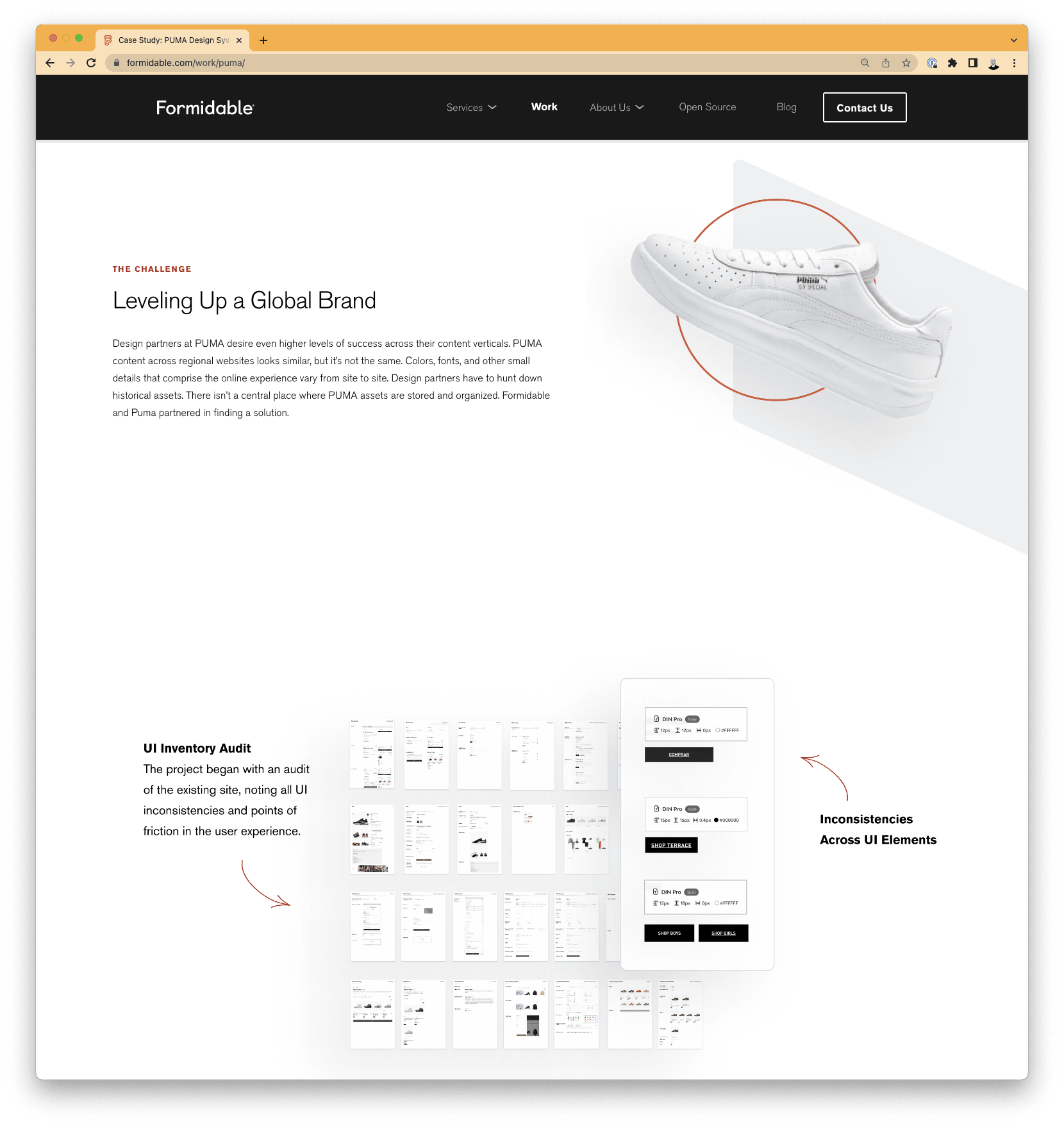 Snapshot of the PUMA case study page and its graphics