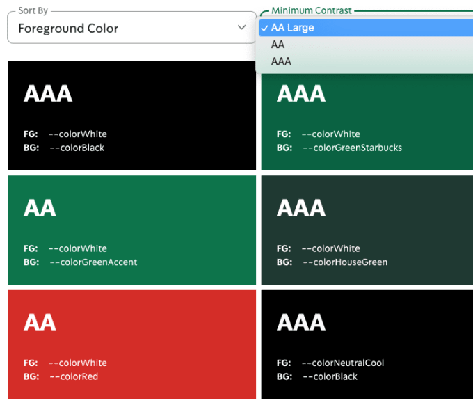 Screenshot of accessibility focused color contrast