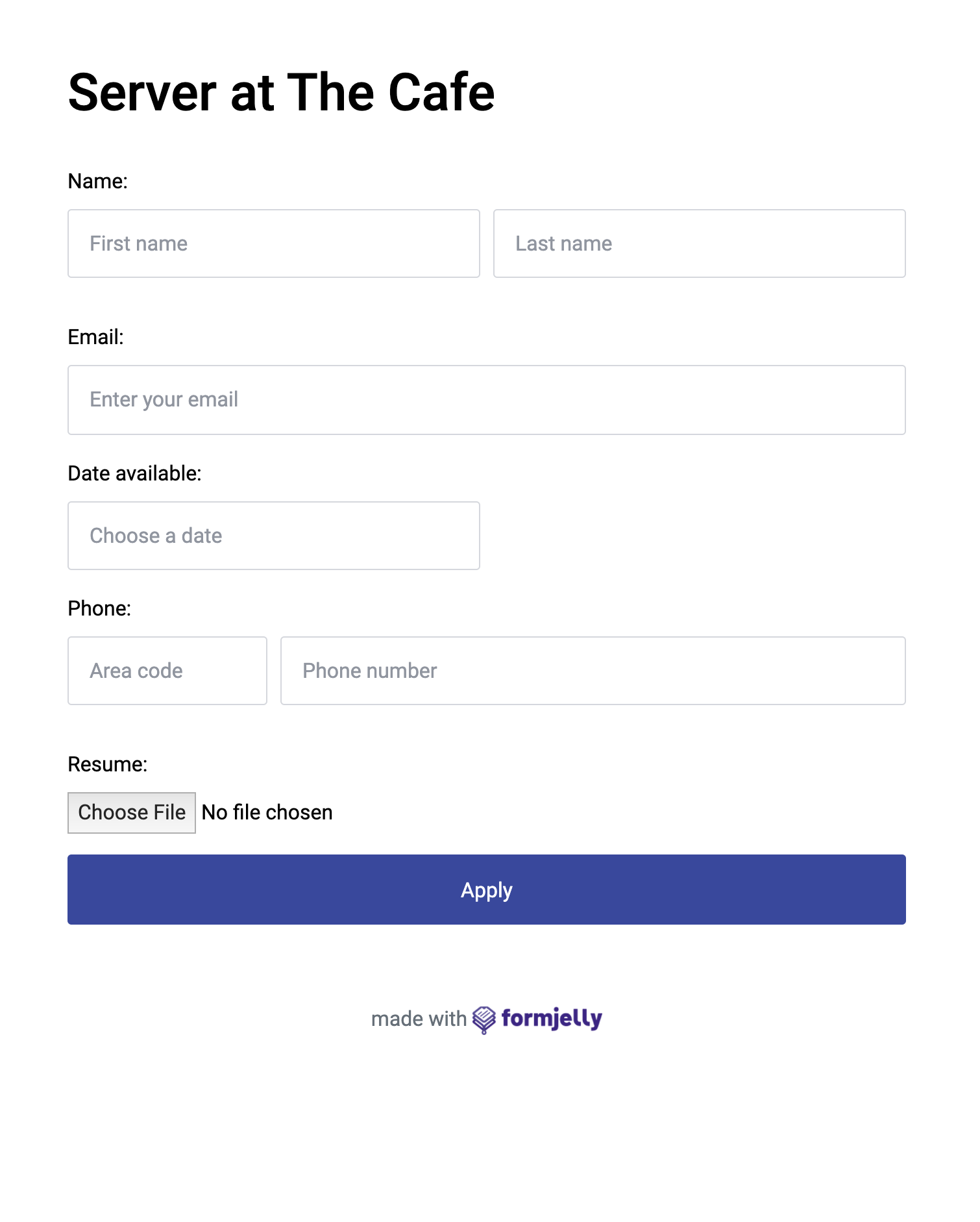 Restaurant Job Application Template