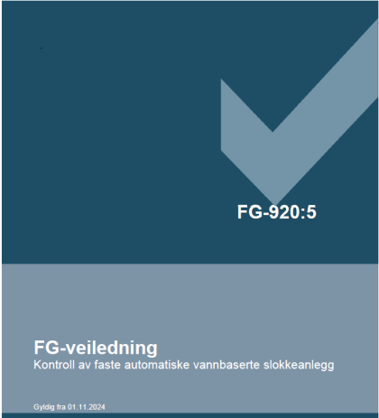 Ark med tekst FG-920 FG veiledning av kontroll av faste automatiske vannbaserte slokkeanlegg