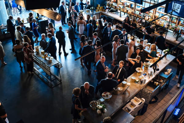 A top down shot of an event at the Stamford Fortina Location