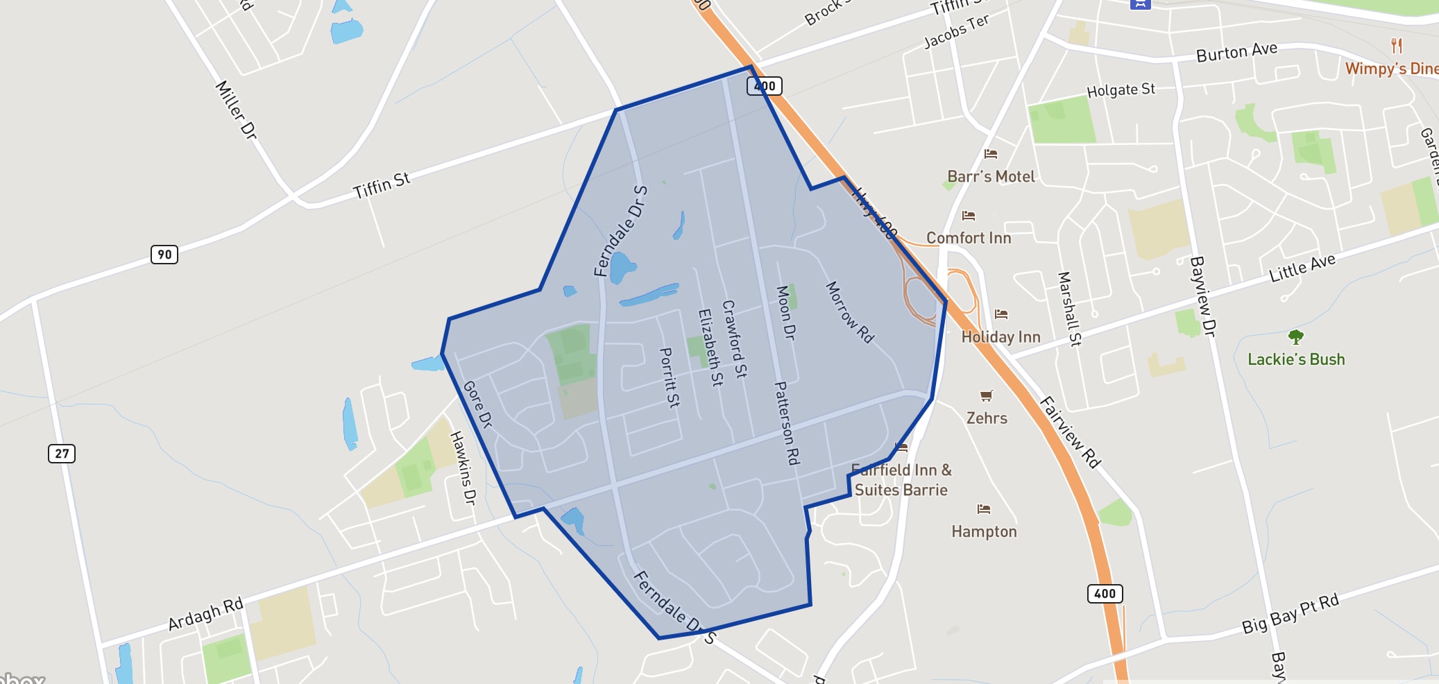 Ferndale Woods Elementary School neighbourhood borders Ferndale Woods Elementary School neighbourhood borders