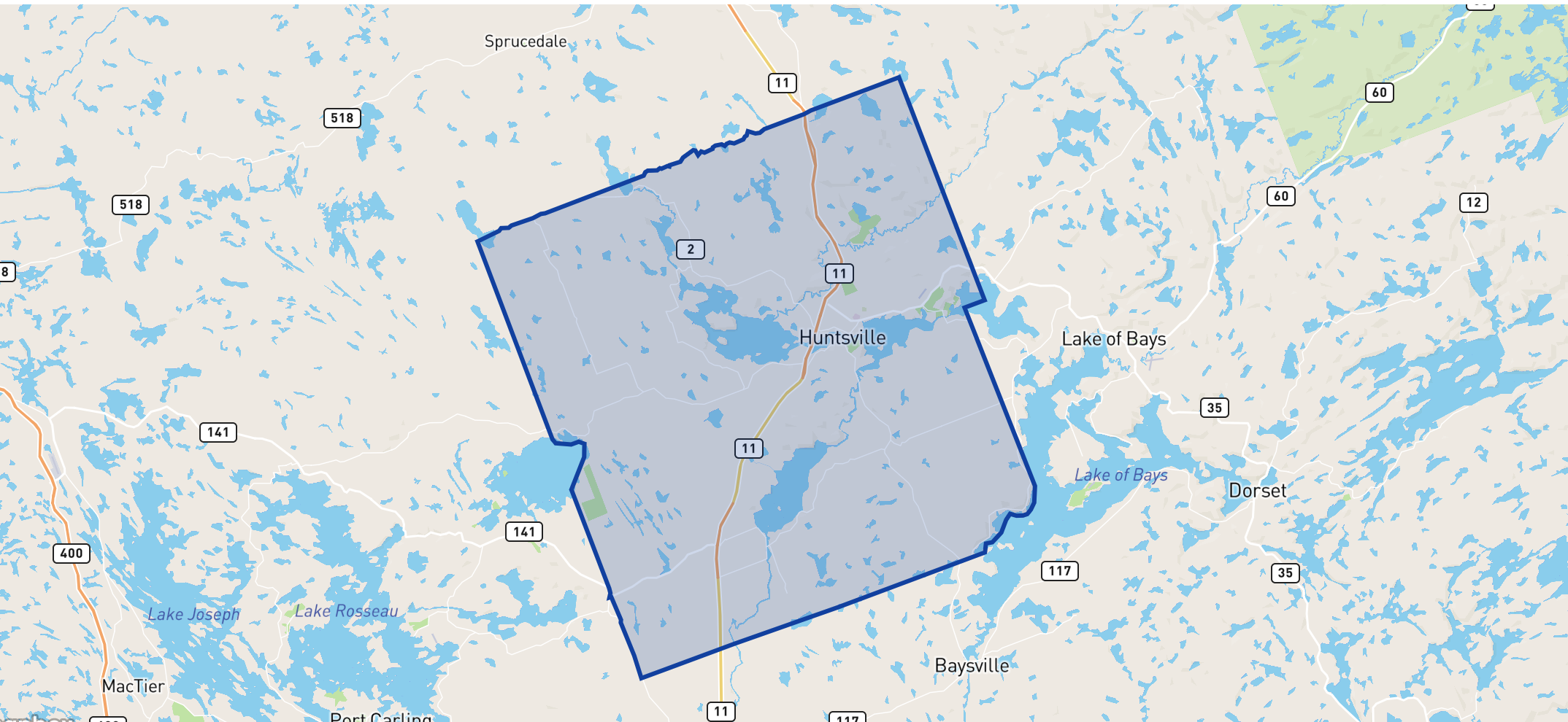 Huntsville neighbourhood borders Huntsville neighbourhood borders