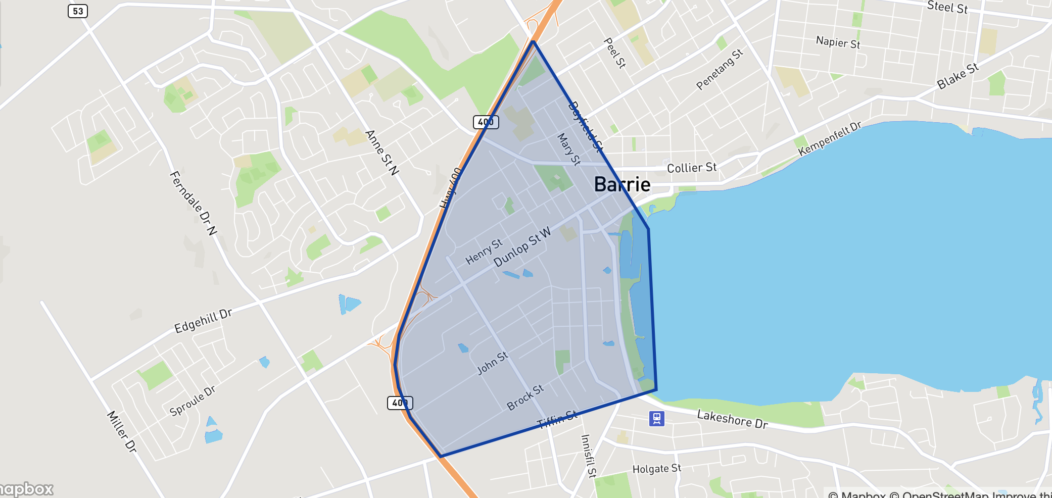 Lakeshore neighbourhood borders Lakeshore neighbourhood borders