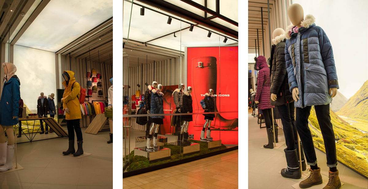 Hunter Boots Retail Environment with Lightboxes