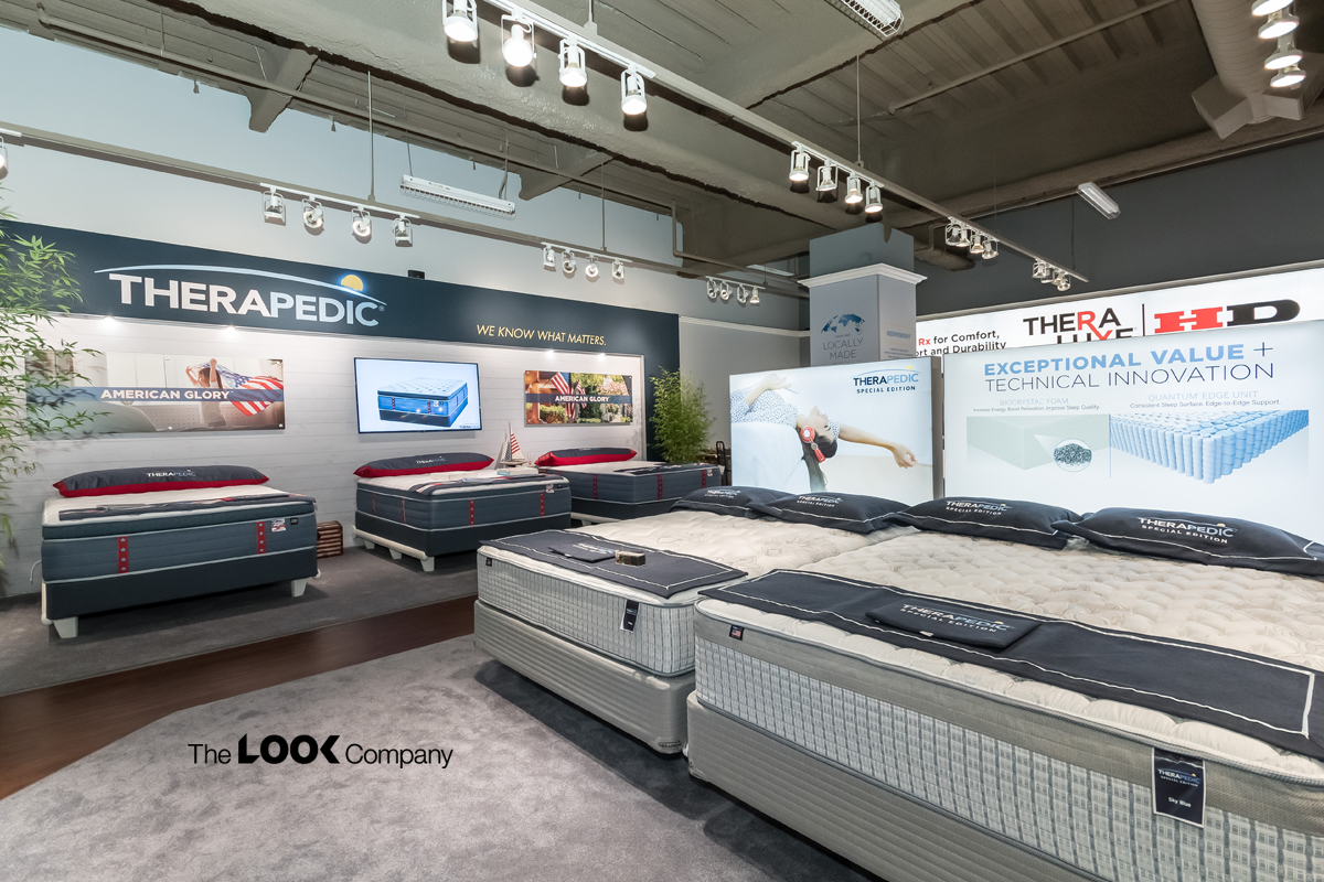 Pop up store therapedic mattress display