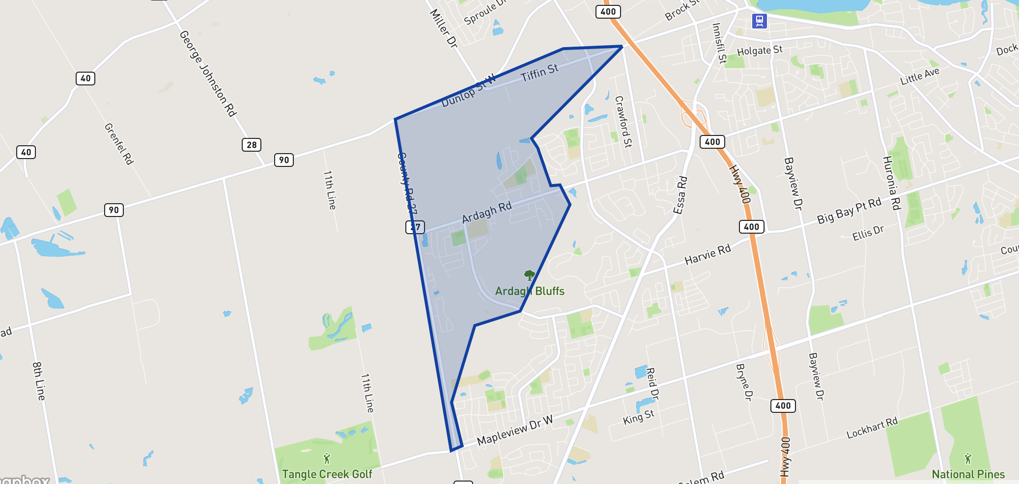 Ardagh Bluffs Public School neighbourhood borders Ardagh Bluffs Public School neighbourhood borders