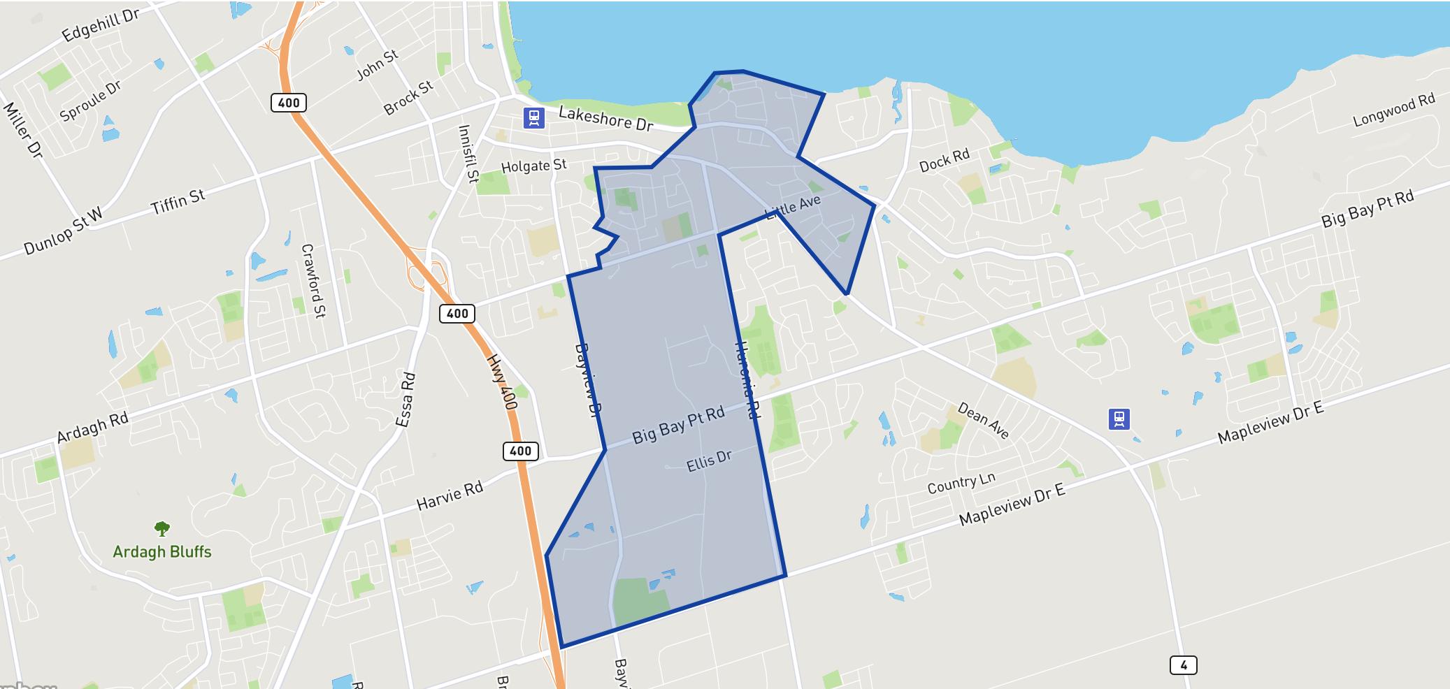 Assikinack Public School neighbourhood borders Assikinack Public School neighbourhood borders