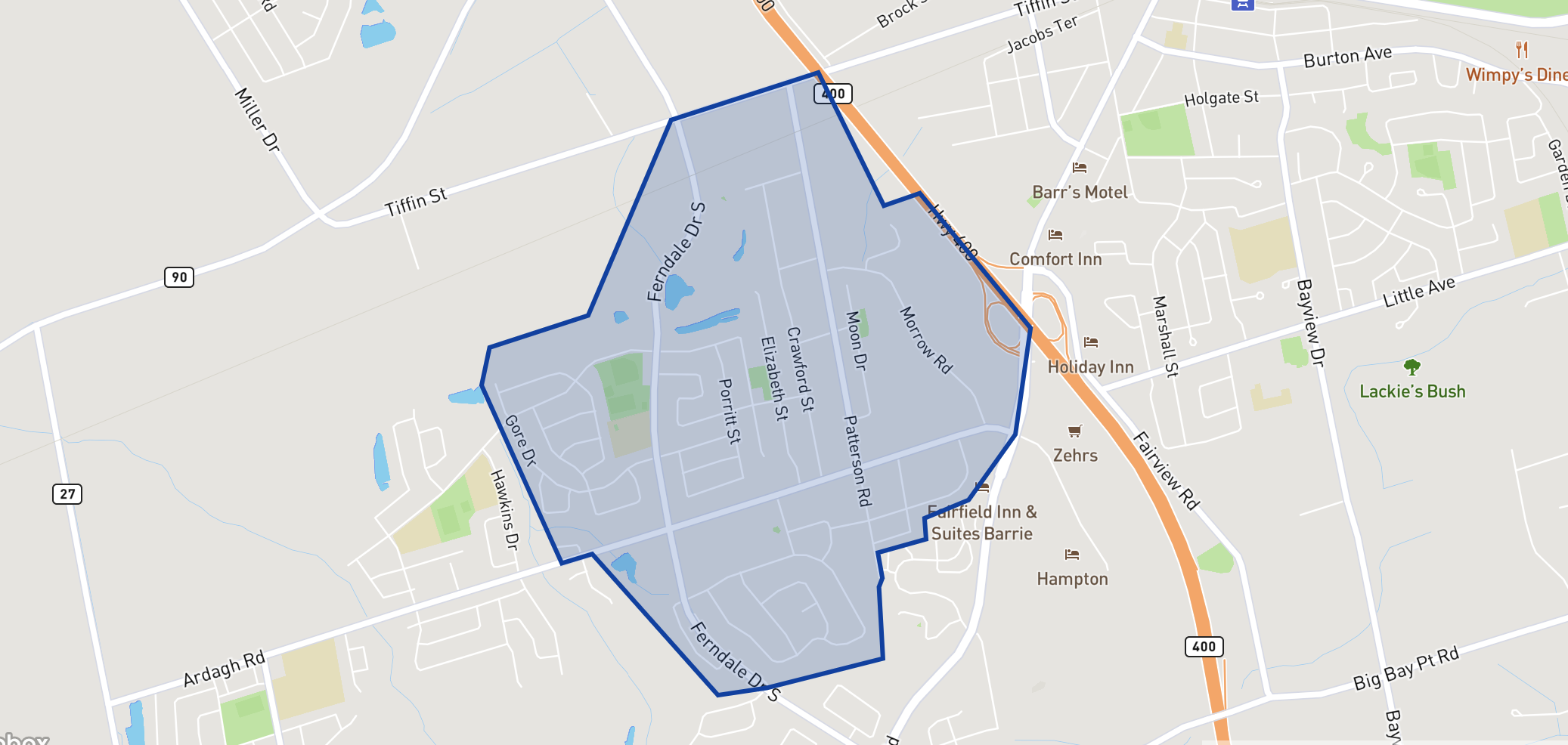 Ferndale Woods Elementary School neighbourhood borders Ferndale Woods Elementary School neighbourhood borders