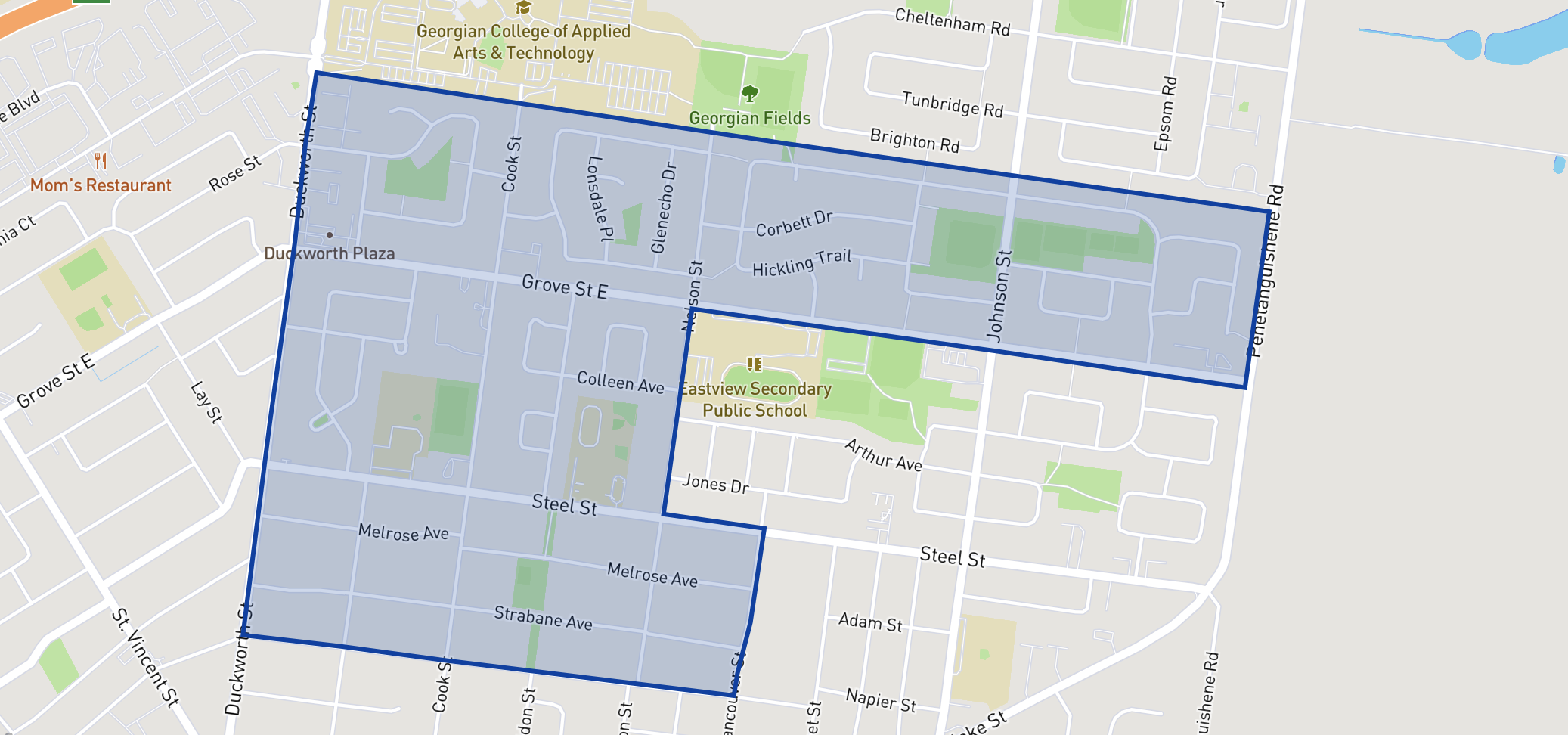 Steele Street Public School neighbourhood borders Steele Street Public School neighbourhood borders