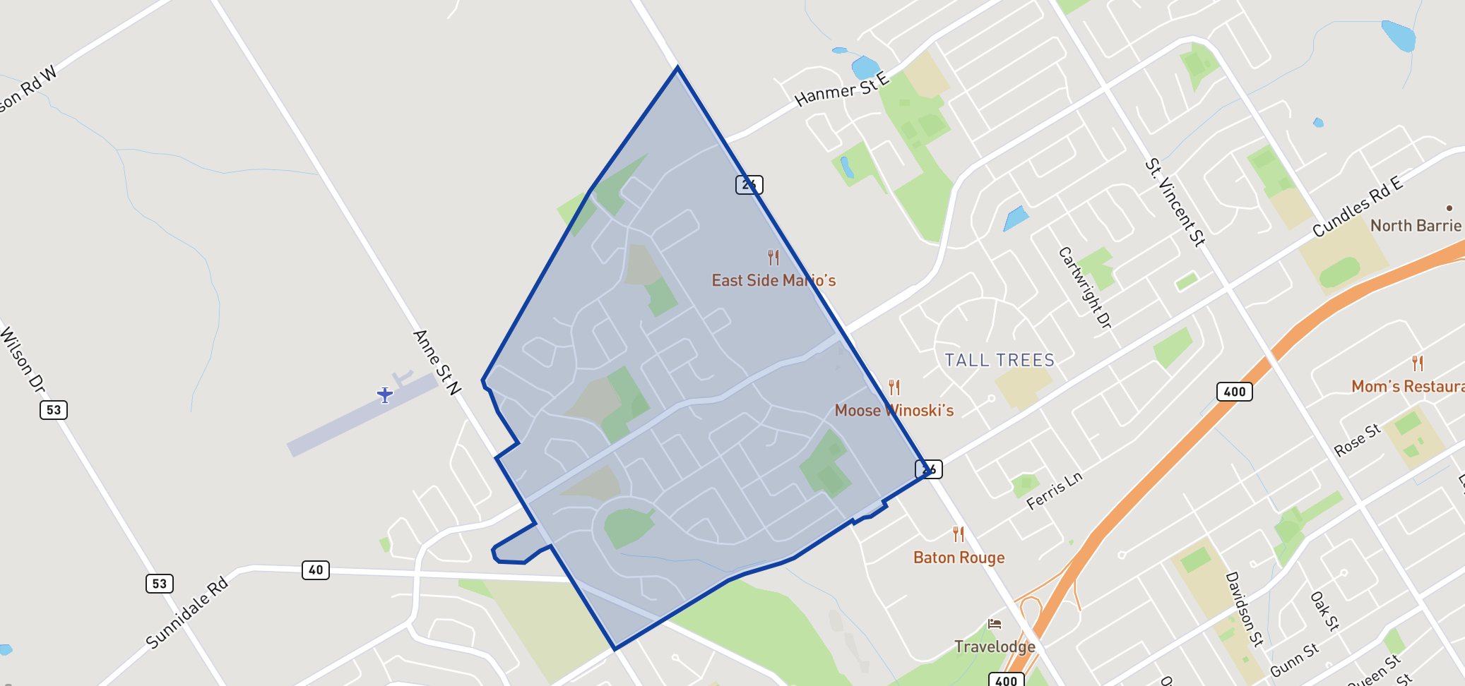 West Bayfield Elementary School neighbourhood borders West Bayfield Elementary School neighbourhood borders