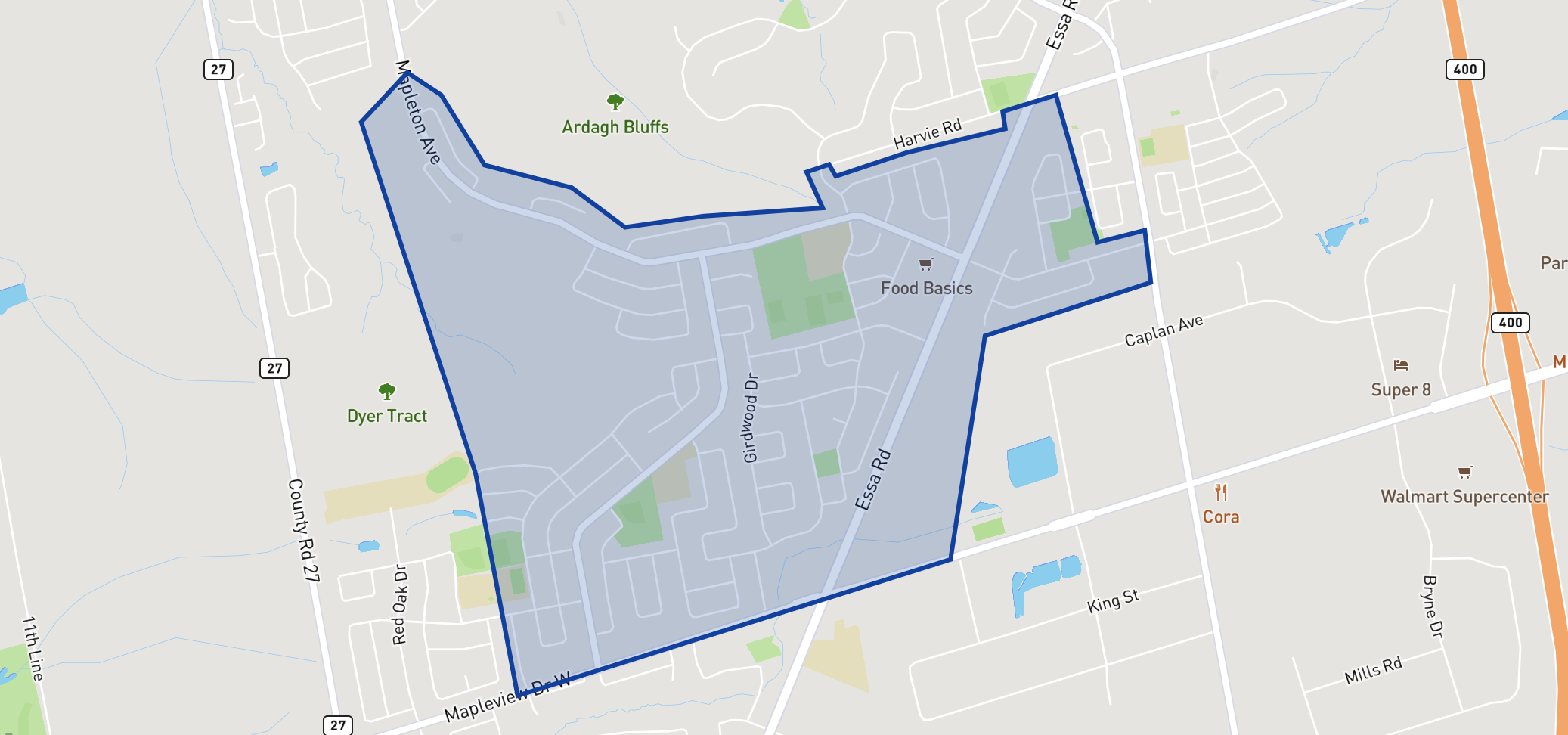 St Bernadette Elementary School neighbourhood borders St Bernadette Elementary School neighbourhood borders