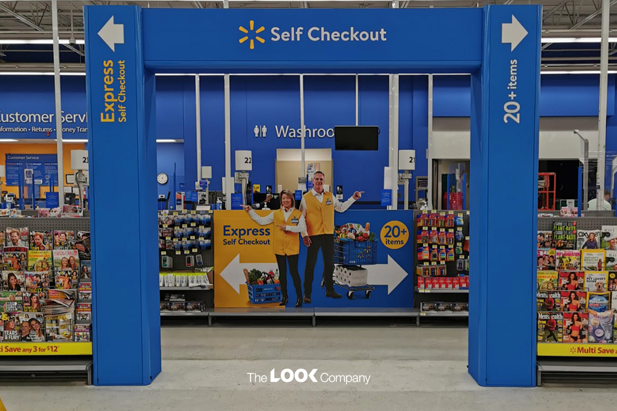 How Creative In-Store Display Solutions Increase Revenue for Supermarkets Walmart Arches Self Checkout Express