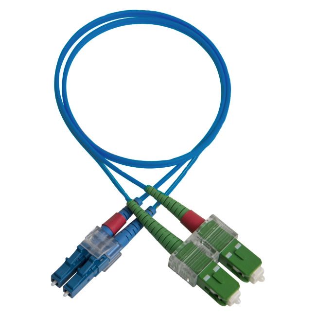 Duplex patch cord, SC/APC-LC/PC, 9/OS2/2000, blue