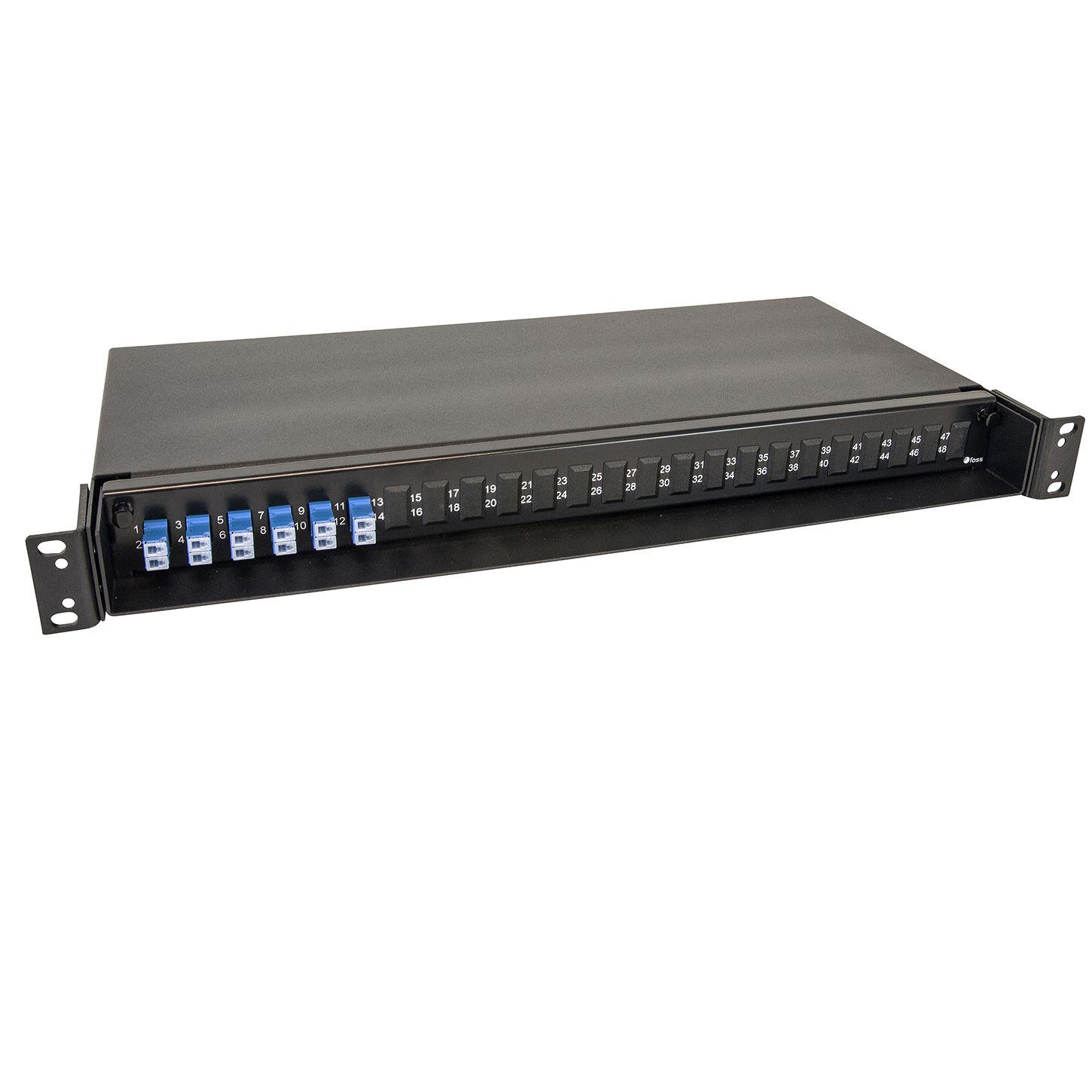 Patch Panel black 1U, 12 LC/PC, adapter, SM