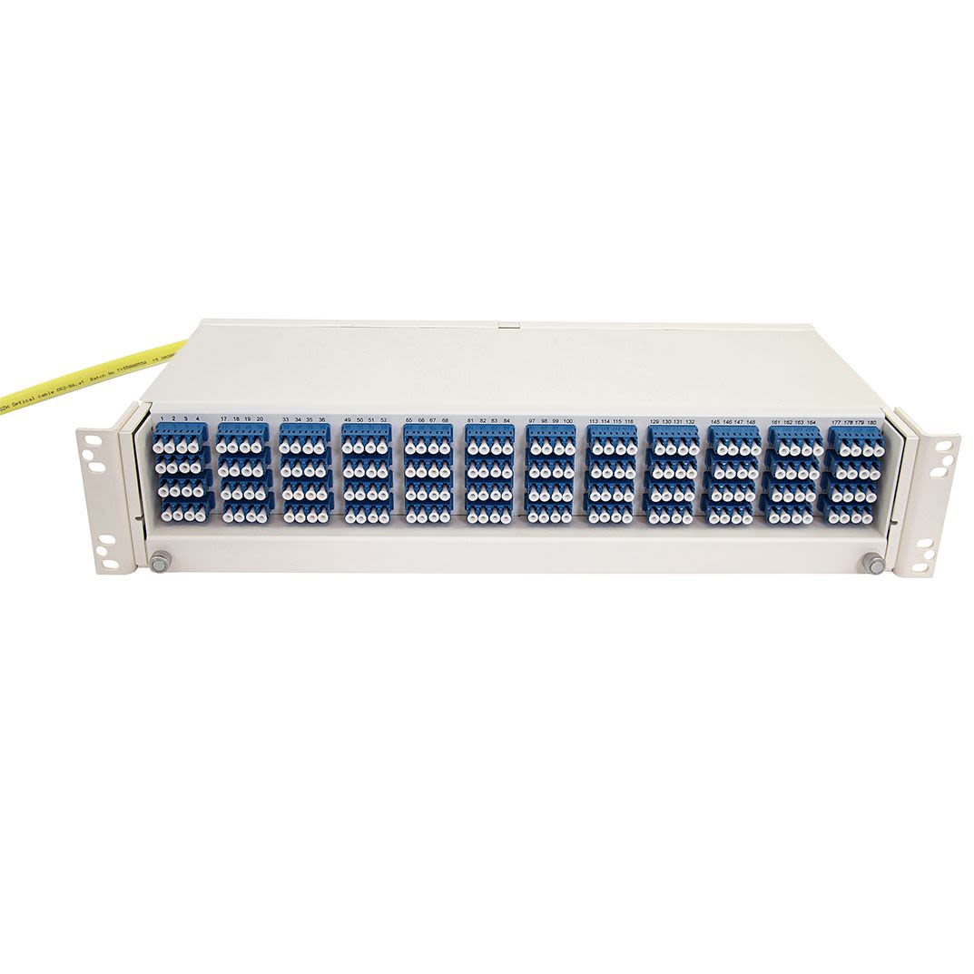 Patch Panel 2U, 192 LC/PC, 9/OS2, 30m fiber optic cable QXXI