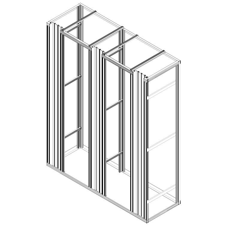 Open Frame Rack 2x 19", B1769xD600, 3x organizers