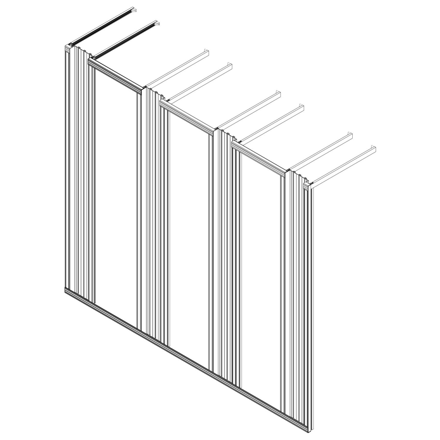 Wall mounted rack Rack 3x 19" B2510xD700, 4x organizers
