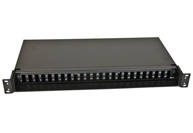 Fiber optic patch Panel black 1U, 24 holes SC DPX