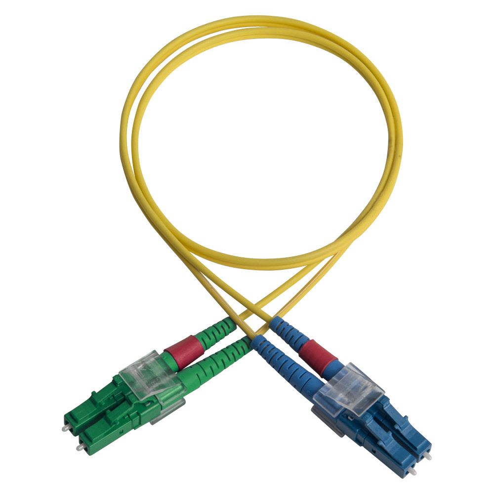  Duplex patch cords, LC/APC-LC/PC, 9/OS2/2000, gul