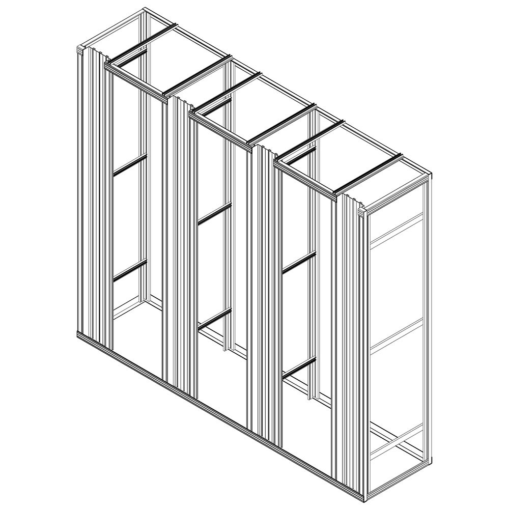 Open Frame Rack 3x 19", B1769xD600, 4x organizers