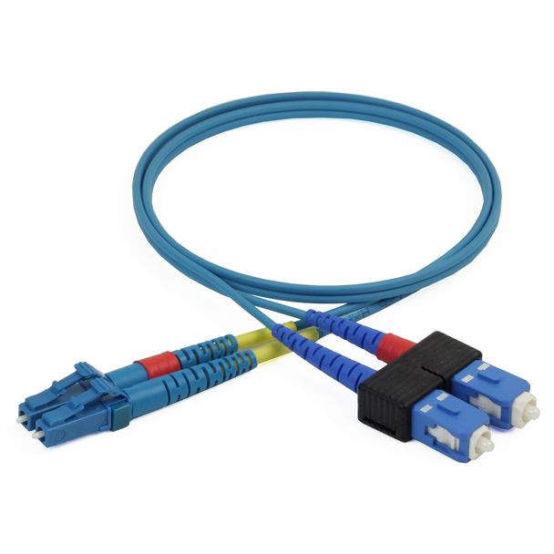 Duplex patch cord, SC/PC-LC/PC, 9/OS2/2000, blue