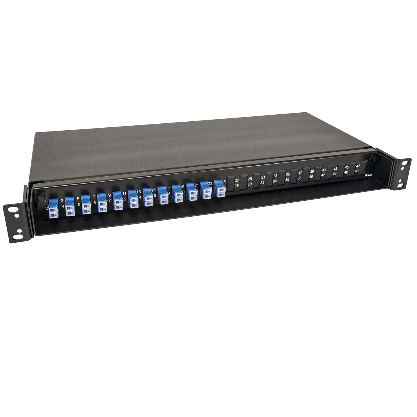 Patch Panel black 1U, 24 LC/PC, adapter, SM