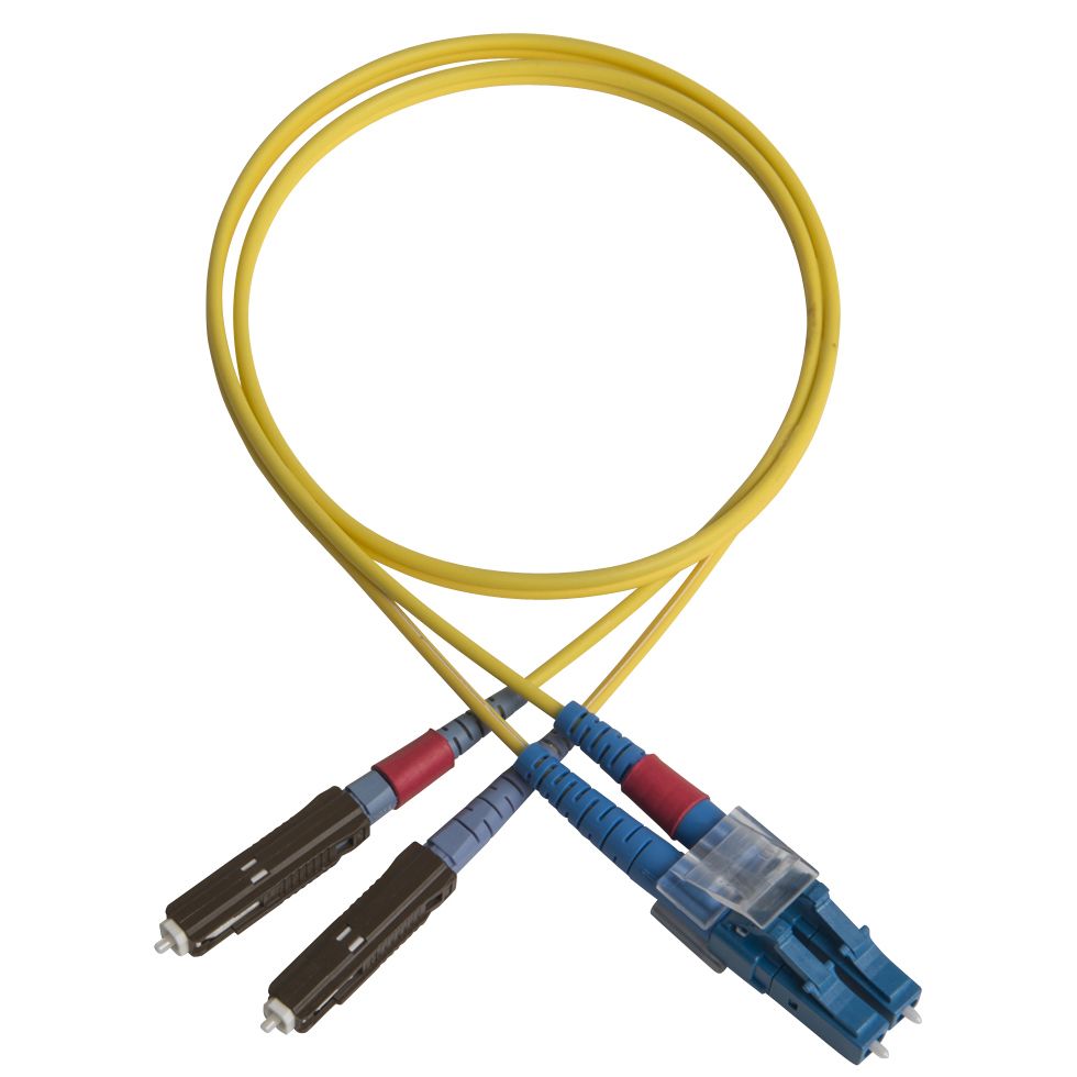 Duplex patch cord, LC/PC-MU/PC, 9/OS2/2000, yellow