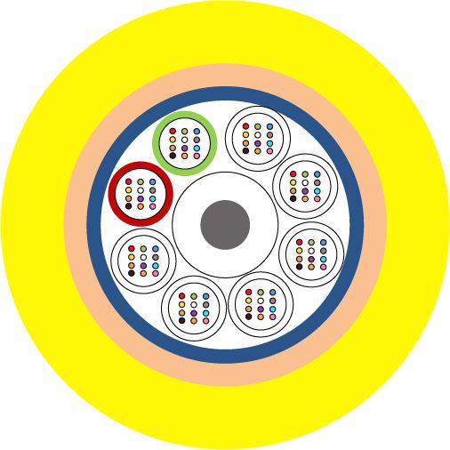 Fiber optic cable, G96-9/125 QXAI-I/O/DT/RG-JM/W, Yellow