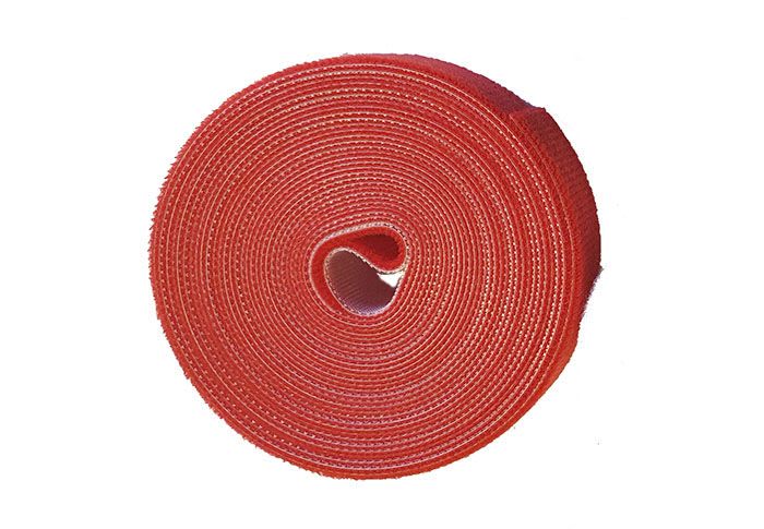 Borrelåsbånd, 20 mm, 5 m, rød