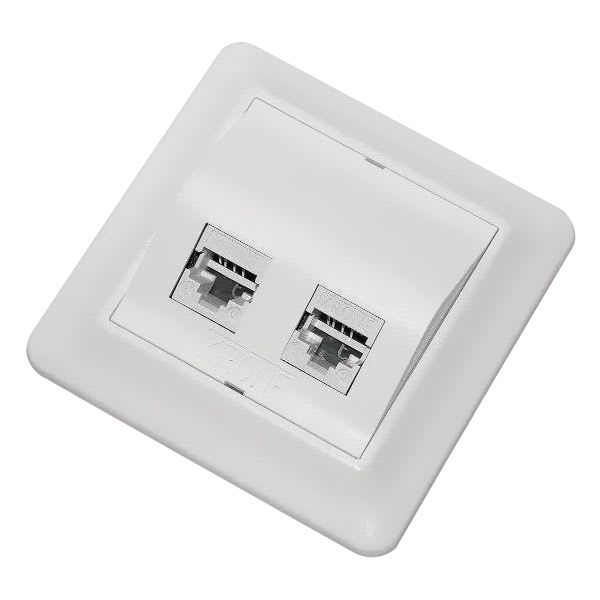 Vegguttak Cat6A 1xRJ45 UTP, Polarhvit, keystonekont, 84x84