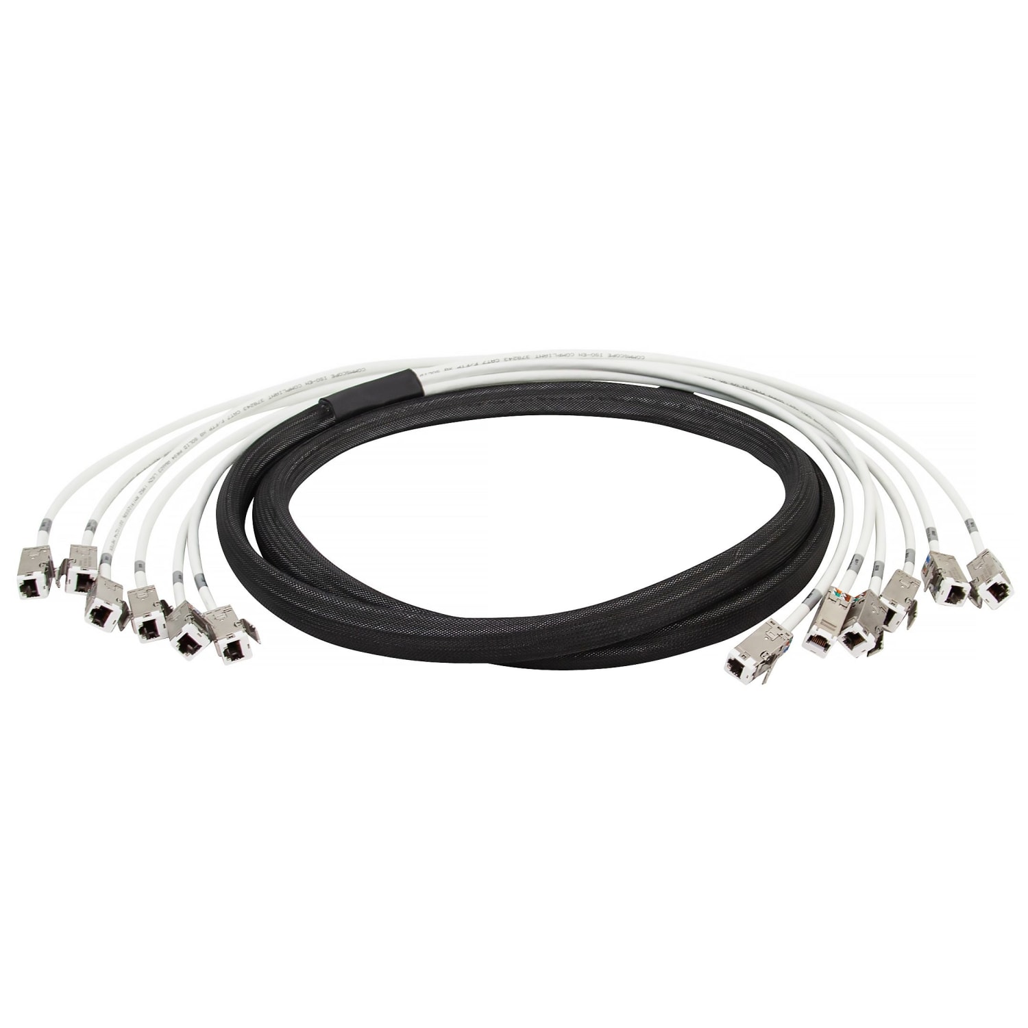 Terminert cat6A skjermet kabel 6 stk i bunt