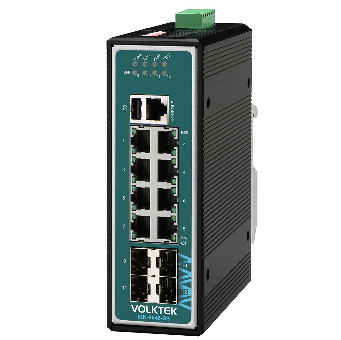 8x10/100/1000 + 4xSFP, PoE, DIN, IP30 Kraftverk