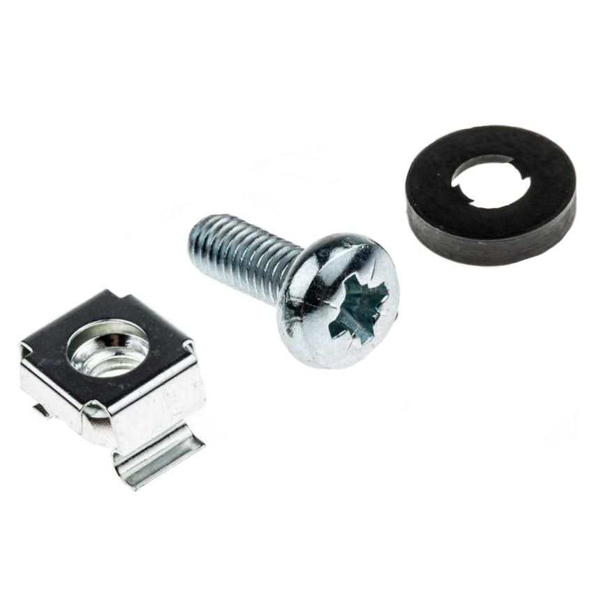 Skrue/mutter/skive, M6 for 19'', 50 pkn