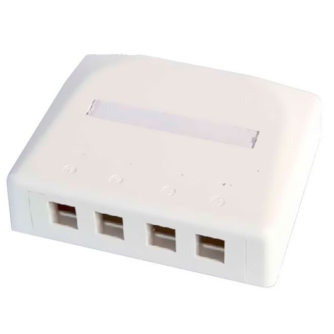 Påveggboks 4 port Keystone NET (tom), hvit