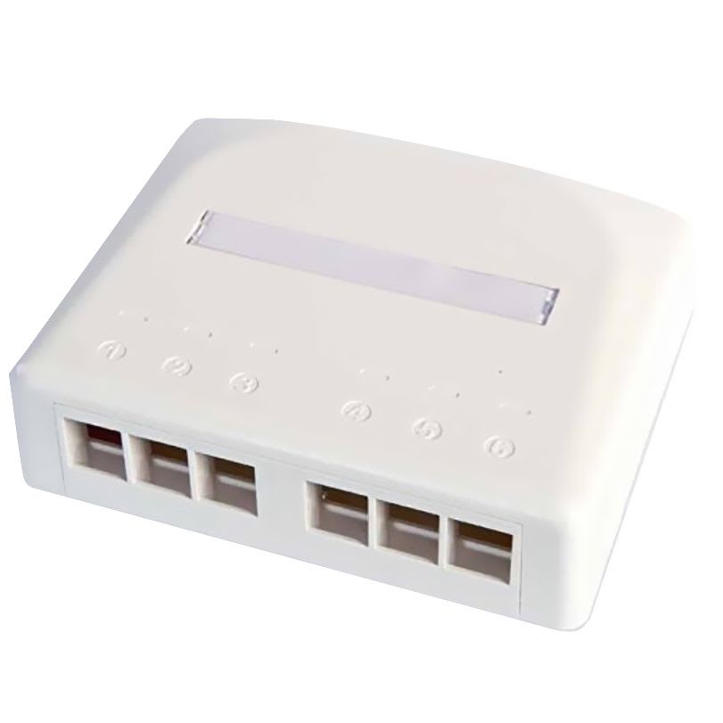 Påveggboks 6 port Keystone NET (tom), hvit