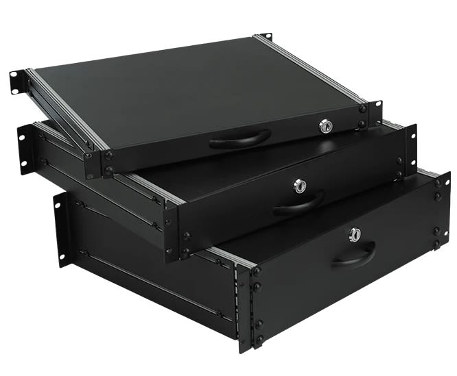 Skuff uttrekkbar, 1He, sort. Låsbar. D400xH45