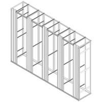 Frittstående Flexi Rack med 4 fag og 5 sideorganisatorer