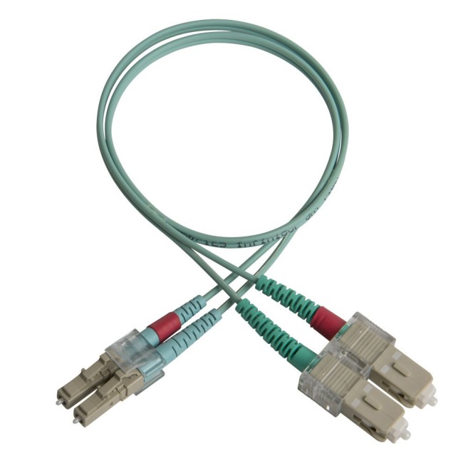 Duplex patch cord, SC-LC, 50/OM3/2000, turquoise