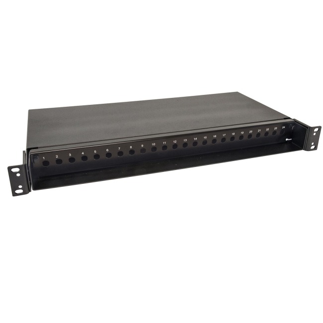 Fiber optic patch Panel black 1U, 24 holes ST/FC