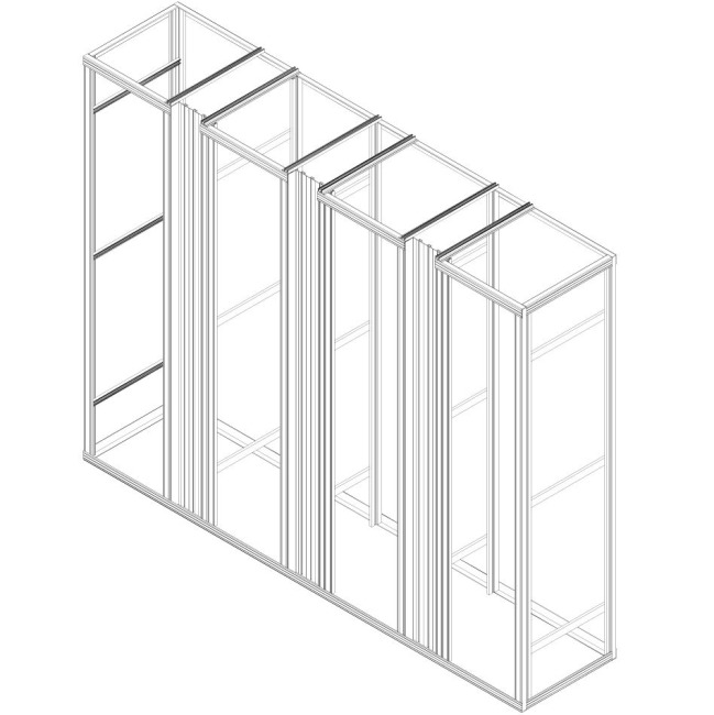 Open Frame Rack 4x 19", B1769xD600, 3x organizers