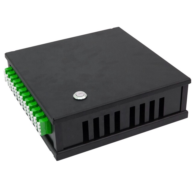 Wall box Flexi 12 Black, LC/APC, Pigtails, 9/OS2