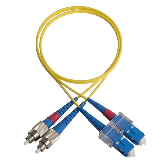 Duplex patch cord, FC/PC-SC/PC, 9/OS2/2000, yellow