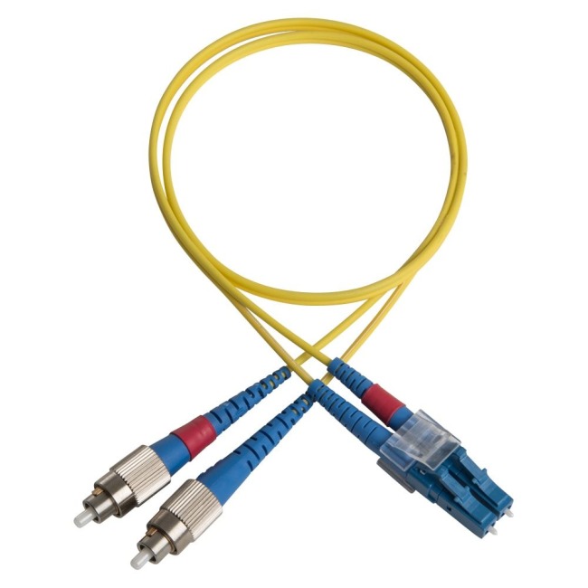 Duplex patch cord, FC/PC-LC/PC, 9/OS2/2000, yellow