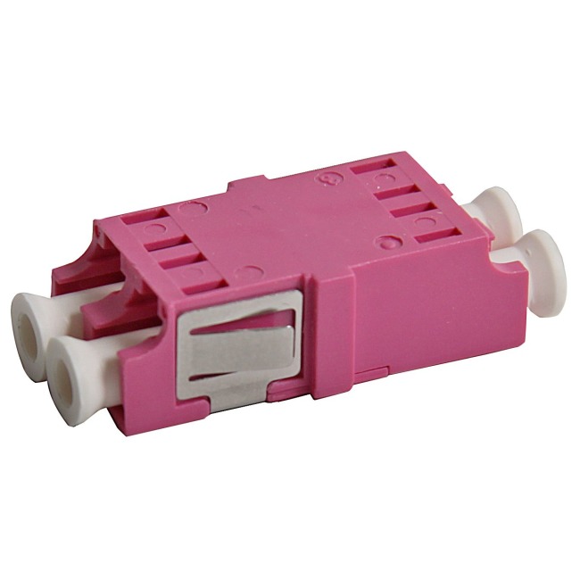 Fiber optic Adapter, LC DPX, OM-4, FL, violet