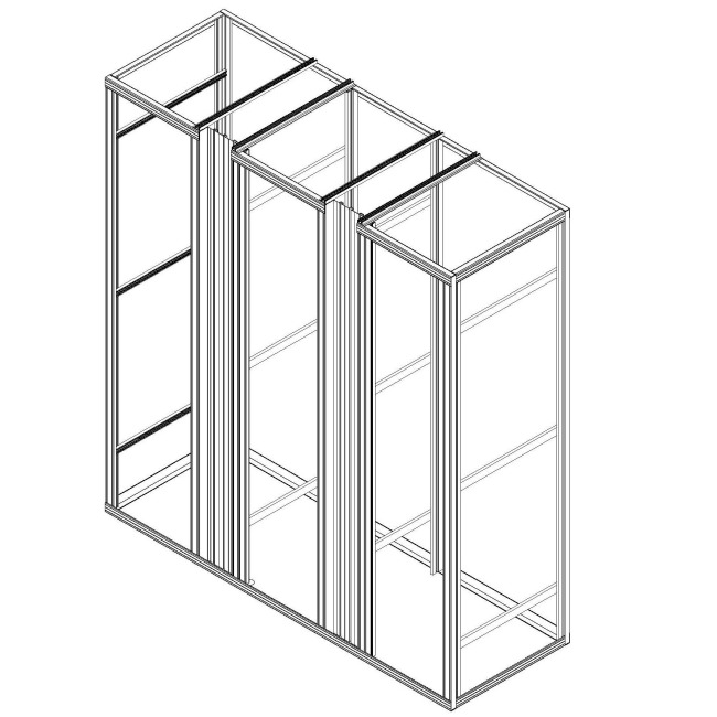 Open Frame Rack 3x 19", B2030xD600, 2x organizers