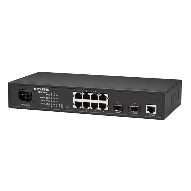 Compact gigabit switch, 8 x 10/100/1000Base-T + 2xSFP, L2 Managed