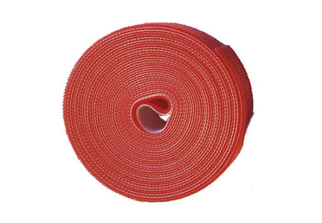 Borrelåsbånd, 20 mm, 5 m, rød