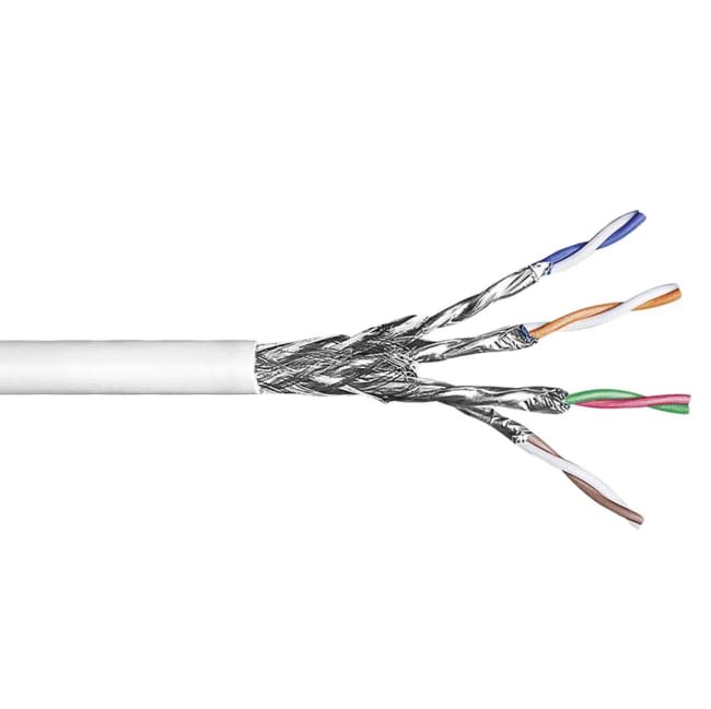 Kabel Cat7 S/FTP NET LSZH Hvit, rull:1000m