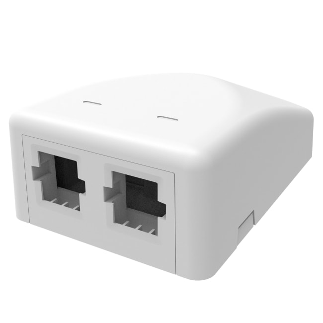 Påveggboks 2port Keyst (tom), Hvit, til NET og SYS
